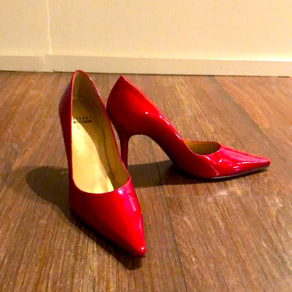 New Stuart Weitzman red patent pumps